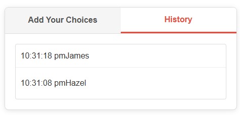 History tab for Spin In Wheel